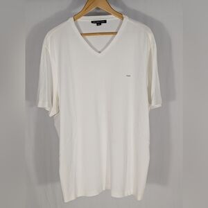 Michael Kors Men's Solid White V-Neck 100% Cotton Classic T-Shirt Size XXL